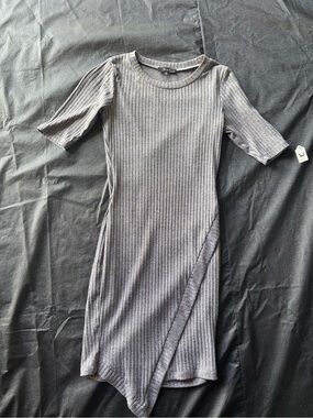 love J Ribbed Asymmetric Mini Dress - Gray